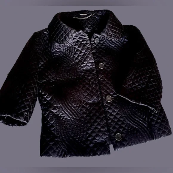 Viktor & Rolf Stunning Quilted Satin short Jacket EUC in black XS
